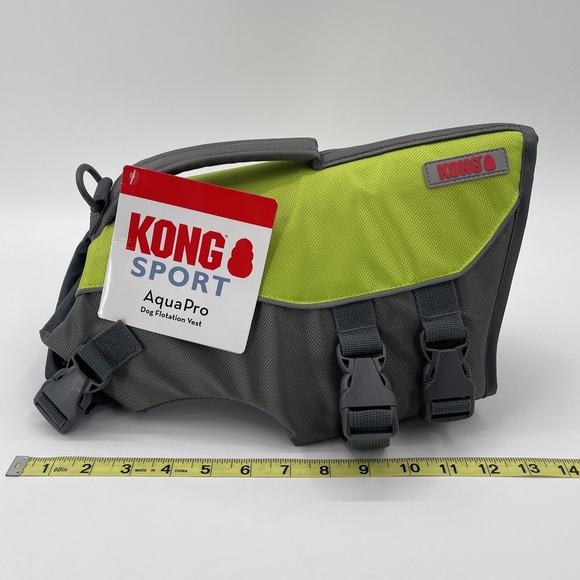 Kong Sport Aqua Pro Dog Flotation Vest Small 16-30lbs Life Jacket Green Gray - Picture 2 of 6